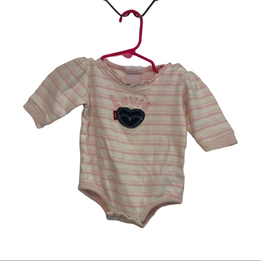 Levi baby girls pink and‎ white stripe Levi one piece